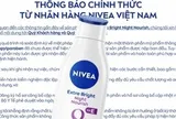 NIVEA Việt Nam thông báo khẩn về sản phẩm bị thu hồi toàn quốc