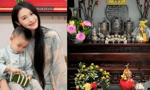 Doãn Hải My trang trí biệt thự chục tỷ đón Tết, được khen vừa đẹp vừa khéo vì mâm cỗ cúng ông Công ông Táo