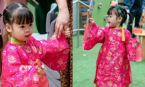 Ái nữ nhà Đỗ Mỹ Linh và Chủ tịch CLB Hà Nội diện áo dài đón Tết, visual “cưng xỉu”