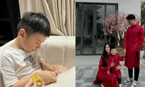 Vợ Thành Chung sắm 6 chỉ vàng cho con trai ngày vía Thần Tài, mới 3 tuổi bé Leo đã có của để dành