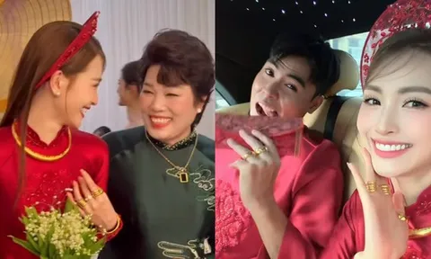 MC Huyền Trang vàng đeo trĩu tay nặng cổ ngày ăn hỏi Đức Huy, màn tương tác mẹ chồng nàng dâu mới gây chú ý