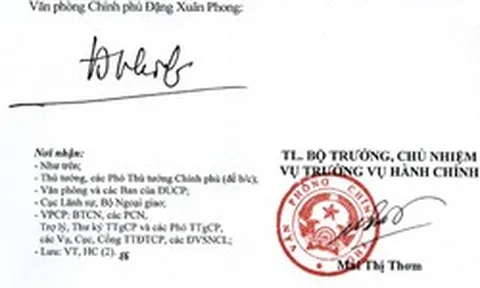 Giới thiệu chữ ký của Bộ trưởng, Chủ nhiệm và Phó Chủ nhiệm Văn phòng Chính phủ