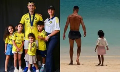 Ronaldo cởi trần khoe body 6 múi cuồn cuộn bên vợ đẹp con ngoan trước thềm World Cup