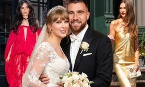 Siêu đám cưới của Taylor Swift và chồng cầu thủ: Rò rỉ ảnh hiếm của cô dâu, dàn khách mời hạng A váy áo đổ bộ