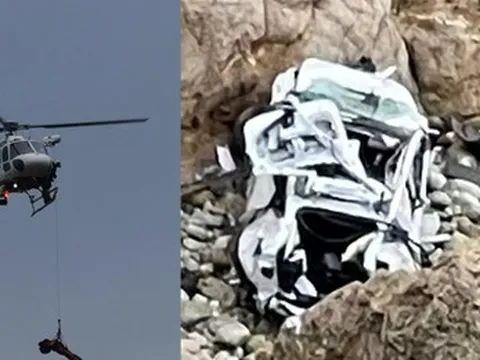 Một gia đình 4 người sống sót kỳ diệu khi xe Tesla lao xuống vách núi ở độ cao hơn 70m