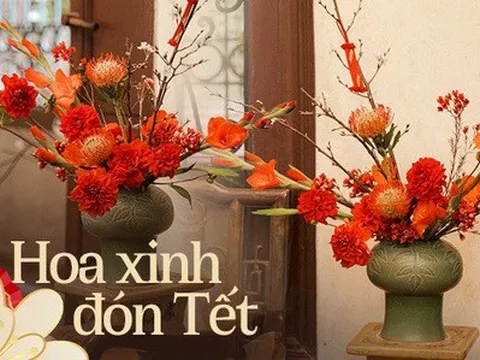 Bình hoa Tết màu đỏ cho một năm may mắn, cách cắm lại không hề khó chị em nào cũng trổ tài được