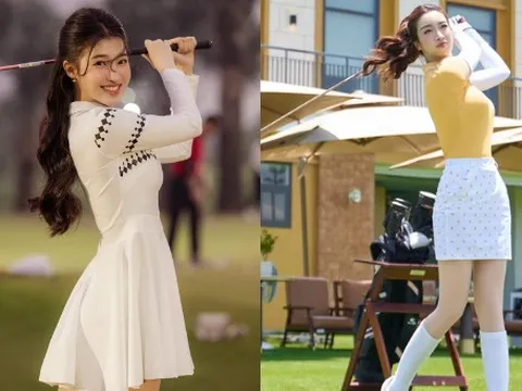 Viral ảnh Á hậu Phương Nhi xinh đẹp và khí chất chuẩn "dâu hào môn" khi chơi golf - môn gắn với Đỗ Mỹ Linh