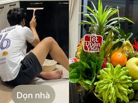 Vợ Thành Chung khoe khéo biệt thự lộng lẫy ngày Tết: Chồng lo dọn dẹp, vợ trổ tài nữ công gia chánh điểm 10