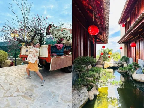 Nam nghệ sĩ đón Tết ở cơ ngơi 10.000 m2, đẹp như khu nghỉ dưỡng, hoa phủ kín nhà