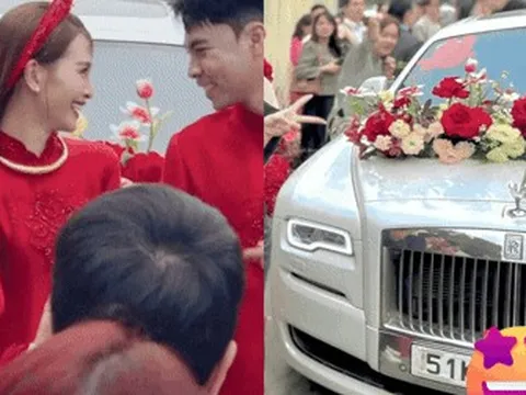 Cận cảnh tuyển thủ Đức Huy rước MC Mù Tạt về dinh trên siêu xe Rolls-Royce sang chảnh, cô dâu siêu xinh