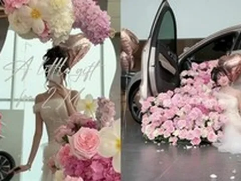 Được bố mẹ tặng ô tô hơn 2 tỷ vì đạt 2 triệu follower, cô gái Hà Nội chi thêm 14 triệu mua hoa tươi decor lễ nhận xe