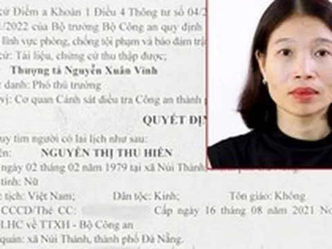 Quyết định truy tìm Nguyễn Thị Thu Hiền SN 1979