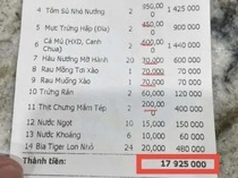 Lan truyền hóa đơn bữa ăn gần 18 triệu đồng dịp lễ ở Sầm Sơn: Nhà hàng giải thích, chính quyền vào cuộc