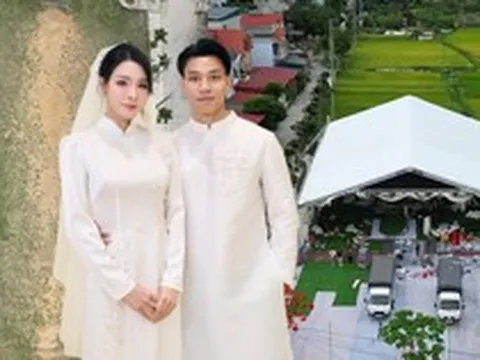 Văn Thanh dựng rạp cưới trên sân bóng, đèn lên lung linh "oách" nhất xóm chuẩn bị rước nàng tiểu thư về dinh