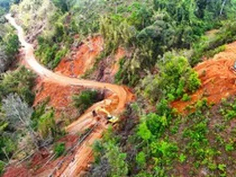 Hiện trường ngổn ngang đất đá sau sạt lở trên đèo Gia Bắc ở Lâm Đồng