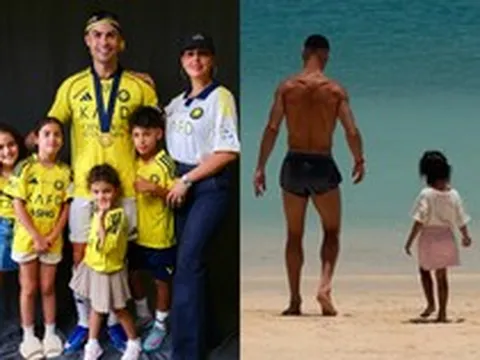 Ronaldo cởi trần khoe body 6 múi cuồn cuộn bên vợ đẹp con ngoan trước thềm World Cup