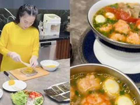 Phương Oanh một mình chăm cặp song sinh vẫn tự tay nấu ăn: Nhìn mâm cơm thấy độ tỉ mỉ