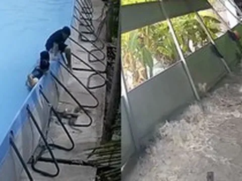 Cảnh 'khối nghỉ hè' phá sập hồ bơi, cuốn trôi đồ đạc khiến dân mạng ngẩn ngơ